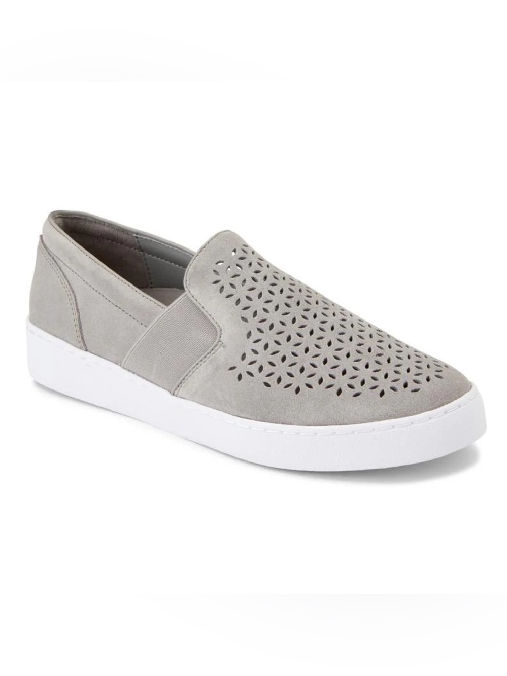 New Vionic Splendid Kani Perforated Suede Slip On Shoes size 12 Gray Green
